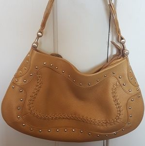 Tan Shimmer Small-Medium Faux Leather Hobo Bag